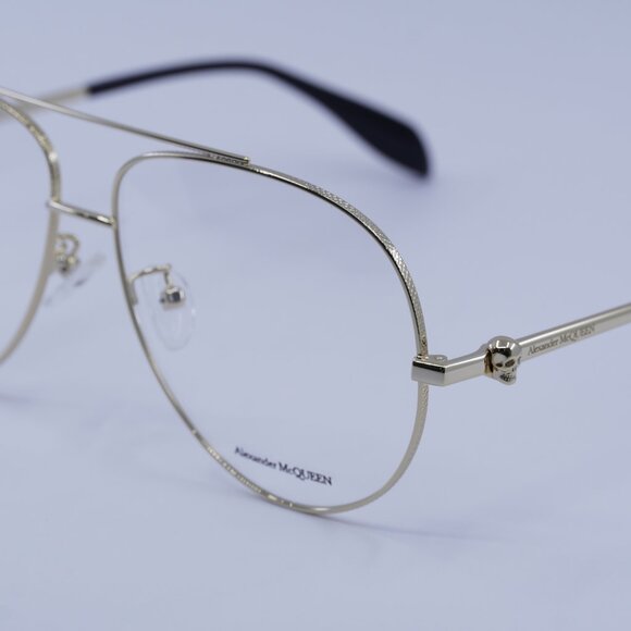 Alexander McQueen AM0260O 001 Eyeglasses Gold 61mm Aviator Frame - Picture 5 of 10